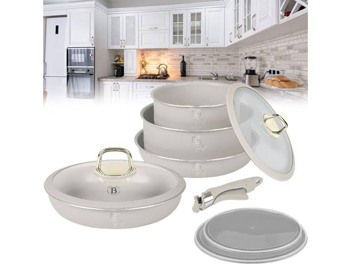 9-teiliges Kochgeschirr Set mit Click-It-Griff, creme