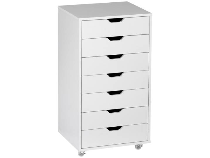 Caisson bureau mobile à roulettes blanc