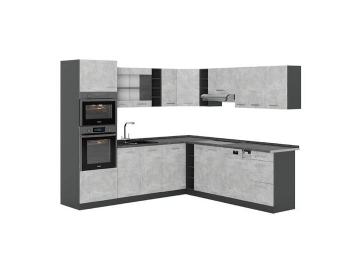 Cuisine en angle R-Line 247 x 237 cm sans PT Béton/Anthracite Vicco 54065