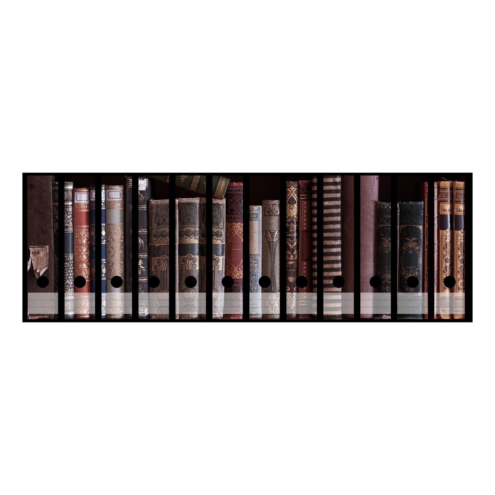 Wallario Ordnerrücken Sticker 12 Stück Bücherregal mit alten Büchern