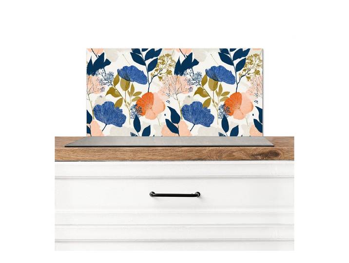 KitchenYeah Küchenrückwand Blumen - Botanisch - Farbenfroh, (1-tlg), Küchenrückwand Platte, Spritzschutz, 120x60 cm