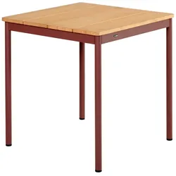 Gartenesstisch Nox aus Aluminium und Bambus, quadratisch, modern, rot natur, 69x69 cm