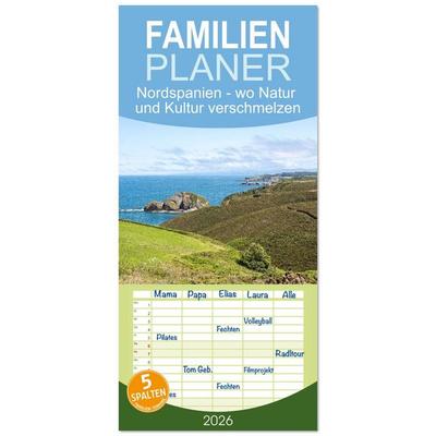 Familienplaner 2026 - Nordspanien - wo Natur und Kultur verschmelzen mit 5 Spalten (Wandkalender, 21 x 45 cm) CALVENDO