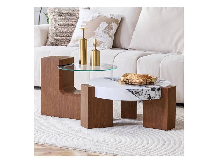 i@home Beistelltisch runder Tisch, Couchtisch (2-St., 1 Set, 2 Tisch), mit Glasplatte,zerlegbares Design für eine flexiblere Raumnutzung