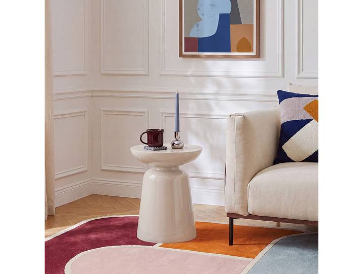 HABITAT - Table d’appoint ronde laquée - Crème - Solena