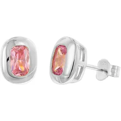 trendor 21440-09 Damen-Ohrringe 925 Silber Ohrstecker Zirkonia Pink