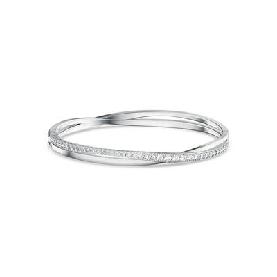 Armreif SWAROVSKI "Hyperbola Spin" Gr. S, silber (metallfarben, kristallweiß, kristallweiß), Armbänder, Damen, S, Metall, Armreif, mit Swarovski Kristall