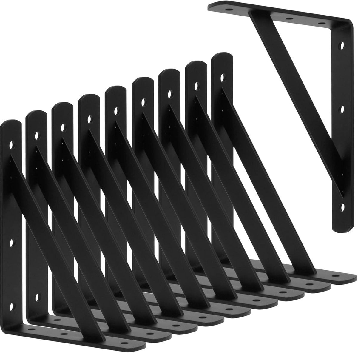10x Zware Plankdragers Zwart 20x15 cm - Stevige Hoekbeugels voor Zwevende Planken