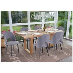6er-Set Esszimmerstuhl MCW-D73, Stuhl Küchenstuhl, Stoff/Textil ~ dunkelgrau