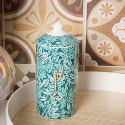 Inspired Finds Modern Ceramic Storage Jar With Lid For Jewelry, Cotton Swabs, Candles & Vanity Organization green Malachite