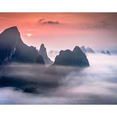 Fototapete PAPERMOON "Karst Mountains in Guilin China", bunt, B:4m L:2,6m, Vlies, Tapeten
