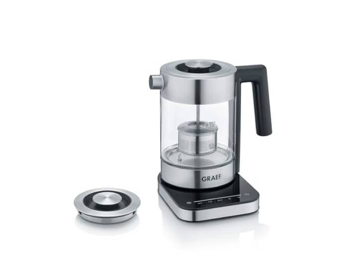 GRAEF Bouilloire en verre WK350\, 1L\, design premium\, verre SCHOTT DURAN\, réglage température\, passoire à thé\, LED\, 2200W