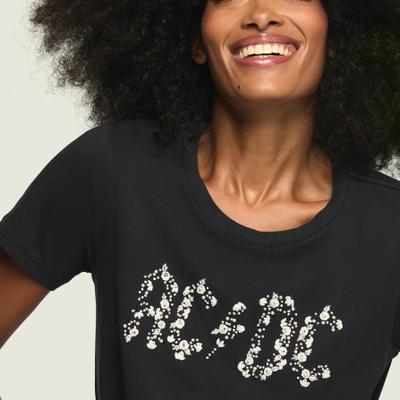 Lucky Brand Embellished Acdc Classic Crew in Jet Black, Size XS