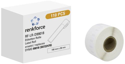 Renkforce Etiketten Rolle Kompatibel ersetzt DYMO DYMO 99018 190 x 38mm Papier Weiß 110 St. Permanent haftend Vielzweck-Etiketten