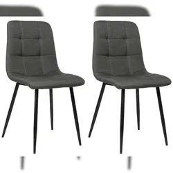Décoshop26 - Set aus 2 Esszimmerstühlen mit dunkelgrauem Stoffbezug und mattschwarzen Metallbeinen moderner Stil CDS101104