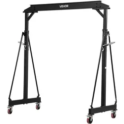 VEVOR Mobiler Portalkran mit 1995,81kg Tragkraft, 251-371cm Höhenverstellbarer Ladekran aus Stahl, Robuster Werkstattkran Inkl. 360° Lenkrollen mit Bremsen, Lastkran für Lager Werkstatt Baustelle