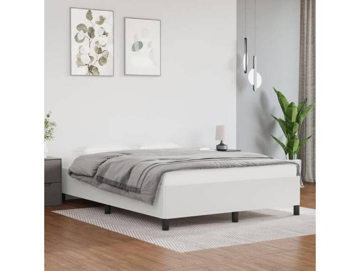 Cadre blanc 140x190 cm simili cuir sans matelas cadre intermédiaire lavable sobre facile à entretenir chaque semaine