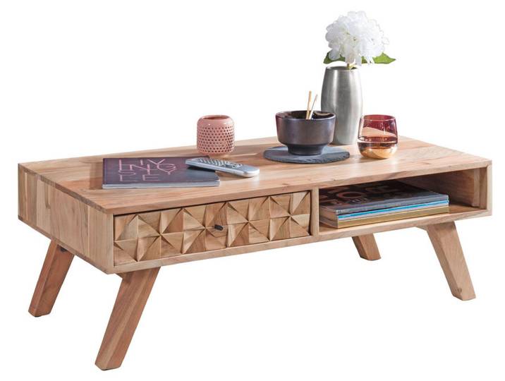Couchtisch 95 x 50 cm Akazie massiv braun