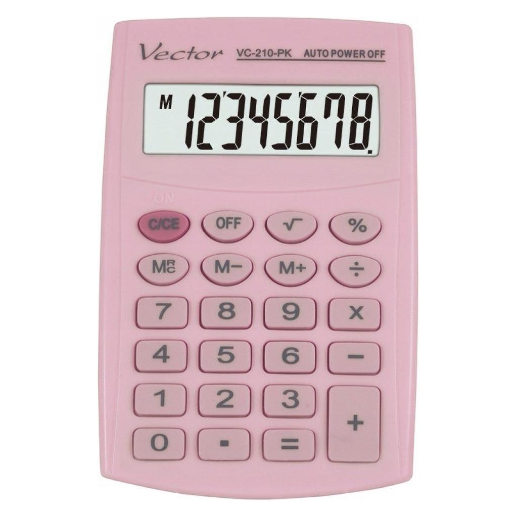 Vector Taschenrechner KAV VC-210 PK 8-stellig 64 x 98 5 mm hellrosa (Akkubetrieb, Batteriebetrieb) (Vector KAV VC-210 PK)