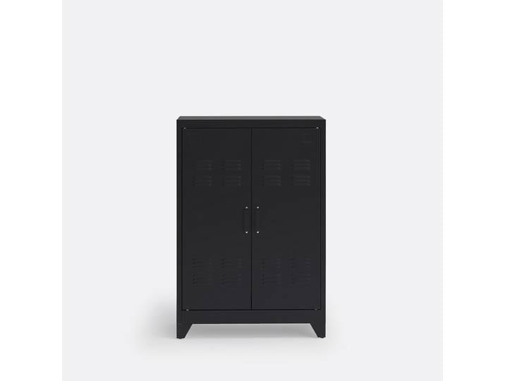 LA REDOUTE Armoire basse 2 portes en métal acier, HIBA Noir