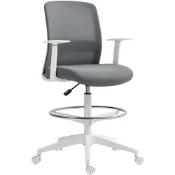 BÜROSTUHL Ergonomischer Schreibtischstuhl mit Armlehne, Fußring, Grau