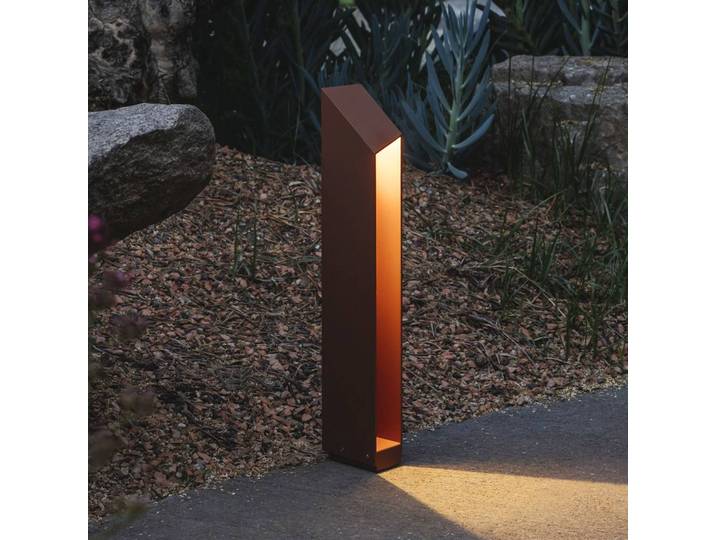 Sokkellamp buiten Domus, dimbaar, bruin / roest, Aluminium, Design, LED buitenlamp