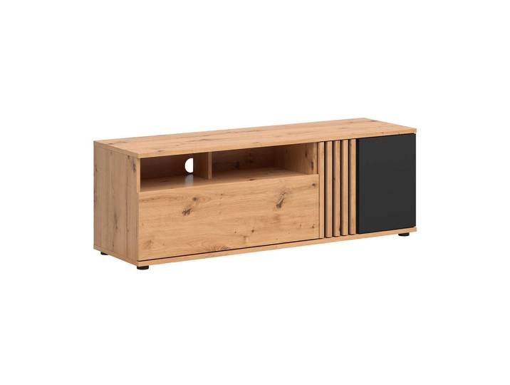 Petits-meubles Tv-Möbel Ezra Holz, Braun, 1 Schubladen, 135x46x40 cm, Wohnzimmer, TV Möbel, Lowboards, Lowboards stehend