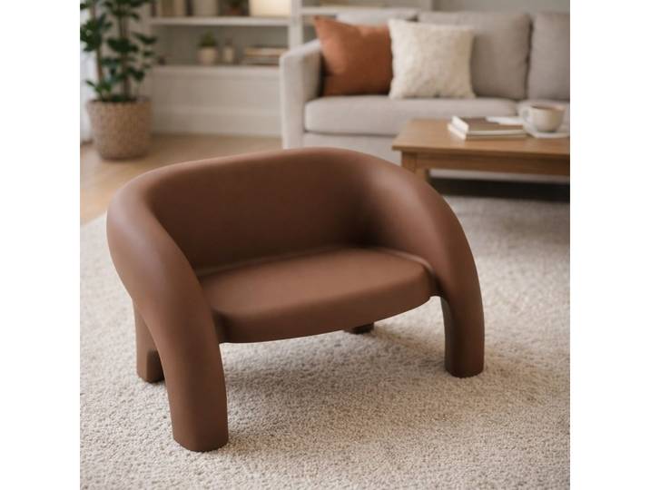 Xlmoebel 2-Sitzer Elegantes 2-Sitzer Sofa aus Kunstleder in Braun mit hohem Komfort, Sofa 1 Teile, Made in Europa