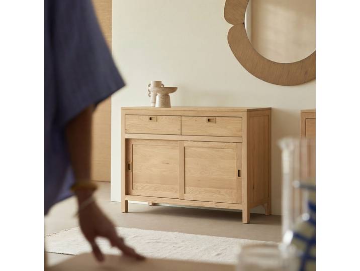 Sideboard aus massivem Eichenholz 110 cm Heidi - Natur - Oak