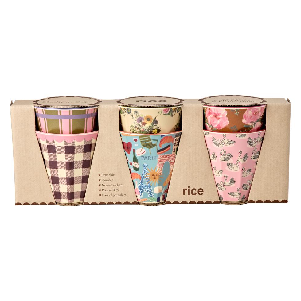 Rice - Melamine Cups with Bon Vivant Prints - Medium - 250 ml (MELCU-6ZAW26P)