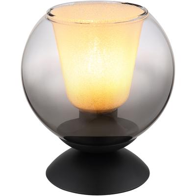 GLOBO LIGHTING Tischleuchte "BARRY", schwarz, Ø 18cm H: 19cm, 1 Stk., Leuchten, Tischlampe/Metall/Glaskugeln/Glaskristalle klar, Tischleuchte
