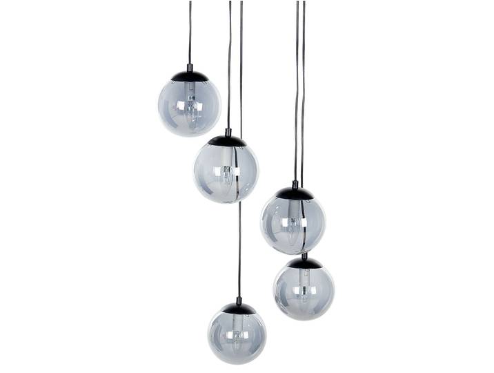 BELIANI Hängeleuchte Schwarz und Grau Rauchglas 5 Schirme Kugelform mit Langen Kabeln 5-Flammig Modern Gamourös für Esstisch Wohnzimmer Flur Wohnküche