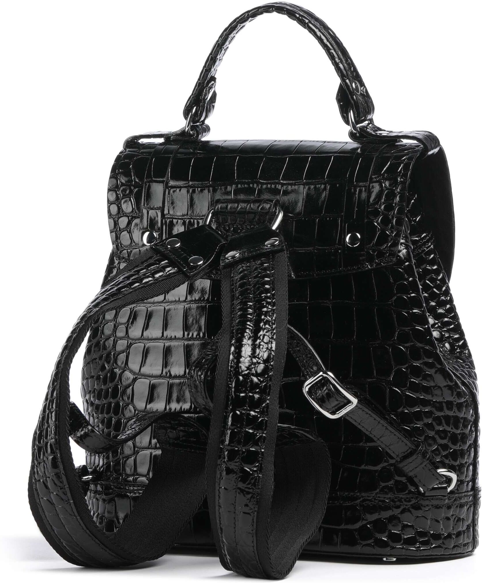 Vivienne Westwood Max Embossed Croc Small Rucksack aus Leder, schwarz