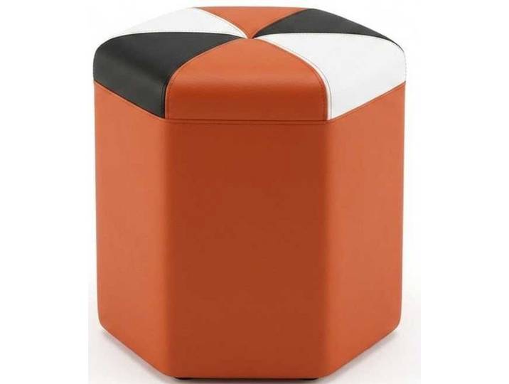 Xlmoebel Hocker Moderner Oranger Hocker Kunstleder Holz Patchwork Sitzwürfel Wohnraum (1 St., 1-tlg)