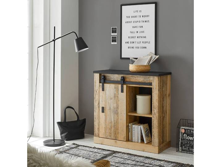 Kommode I 93 x 91 x 38cm Braun/Eiche Dekor