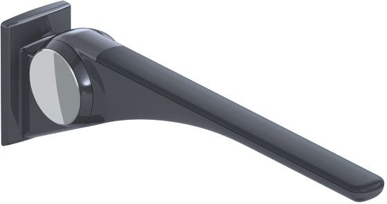 Hewi 802 Rail d'appui rabattable LifeSystem 802.50.40160DR 600, anthracite brillant/anthracite mat, avec plaque, chromé