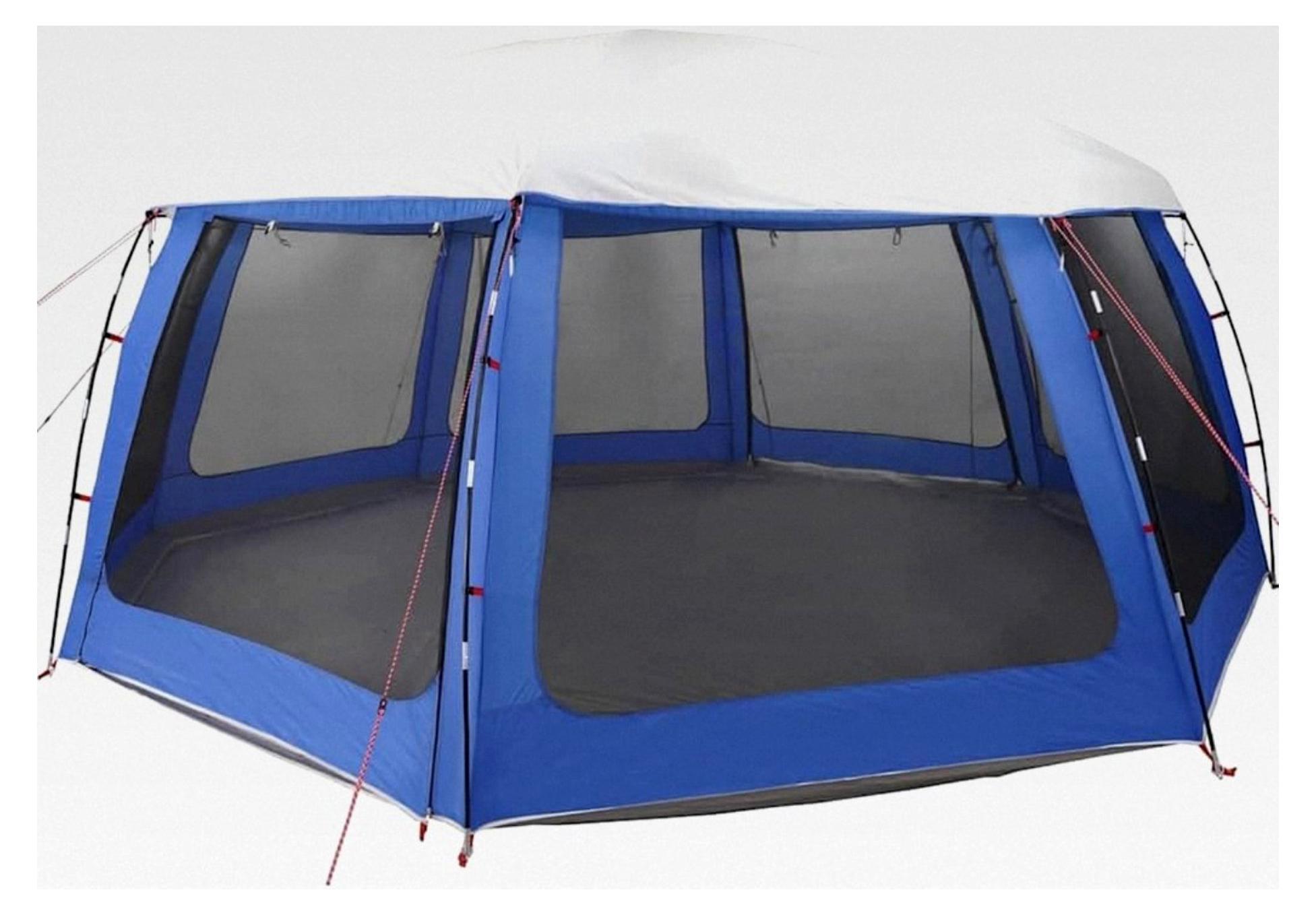 Poolzelt mit abnehmbarem Überzelt und Netzwänden in Azurblau 690x690cm, Pooldach, Pavillon, wasserdichtes Zelt, Überdachung für Poolpartys