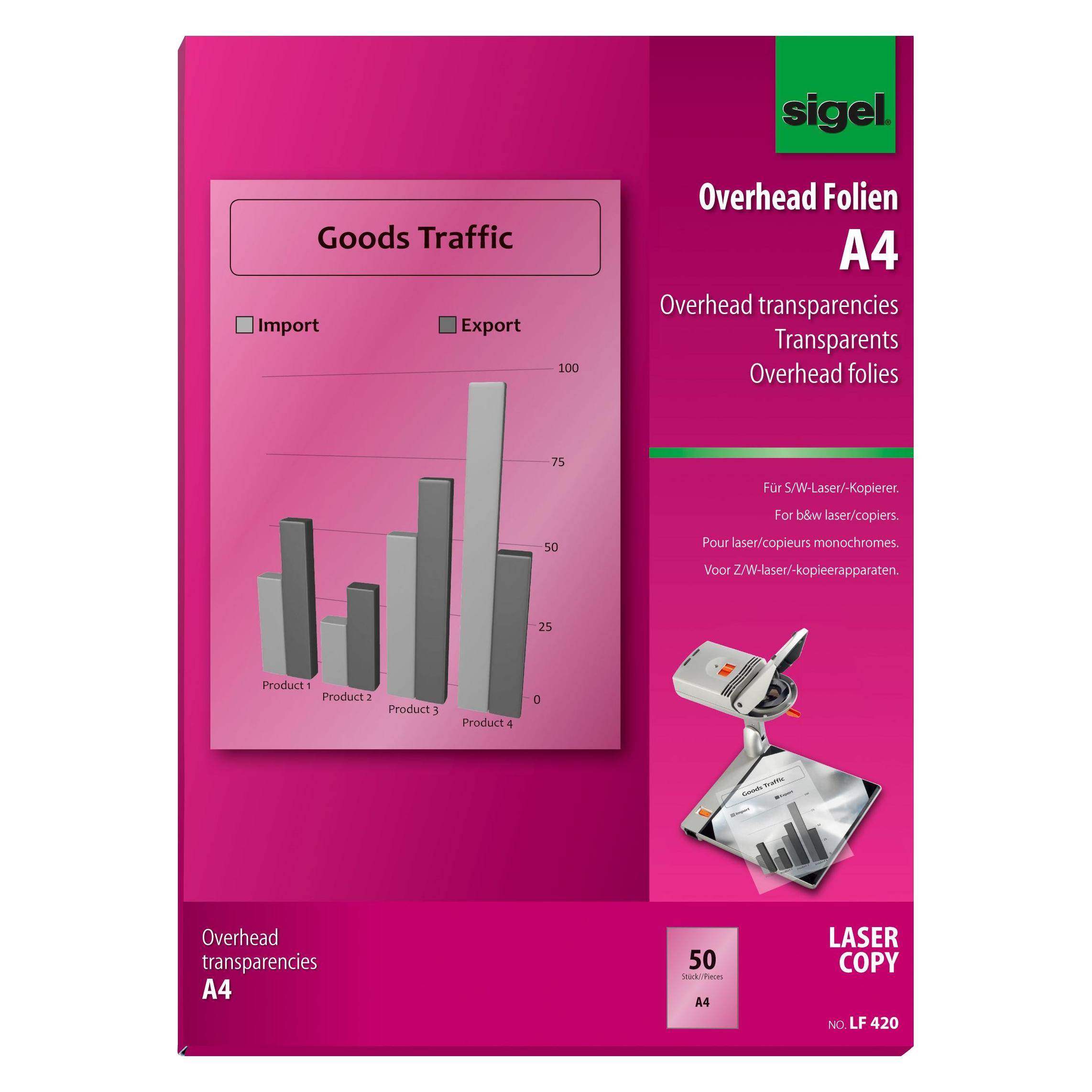 Sigel Overhead-Folien (A4, 50 Blätter, 100 g/m²) (LF420)