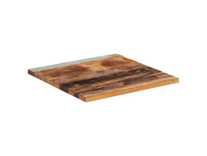 KTHLBRH Quadratische Tischplatte 60 x 60 cm 25-27 mm Holz Wiederverwertung Gebrauchsspuren und sichtbare Maserung, zwei Holzständer, poliert und lackiert