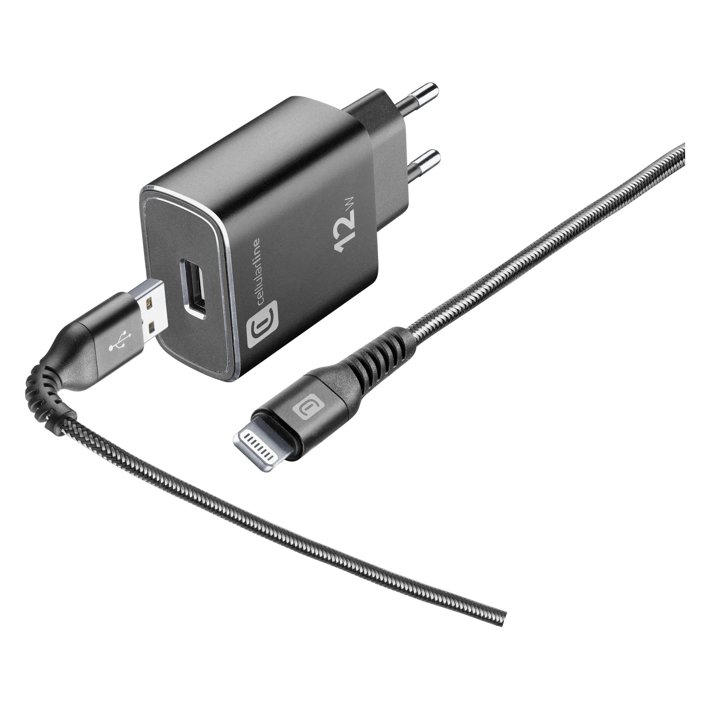 Cellularline Charger Kit (12 W, 1 Port) (TETRACHKITMFIPH2AK)