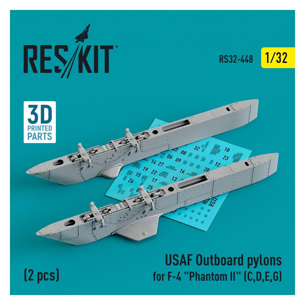 ResKit USAF Outboard pylons for F-4 Phantom II (C,D,E,G) (2 pcs) (3D Printed) (RS32-0448)