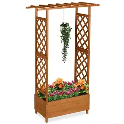 Relaxdays Blumenkasten mit Rankgitter & Dach Orange