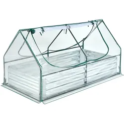 Helloshop26 - Hochbeet mit Gewächshaus 180 x 90 x 91 cm einfacher Zugang zu den Pflanzen modernes Design aus grün-silbernem 20_0009857