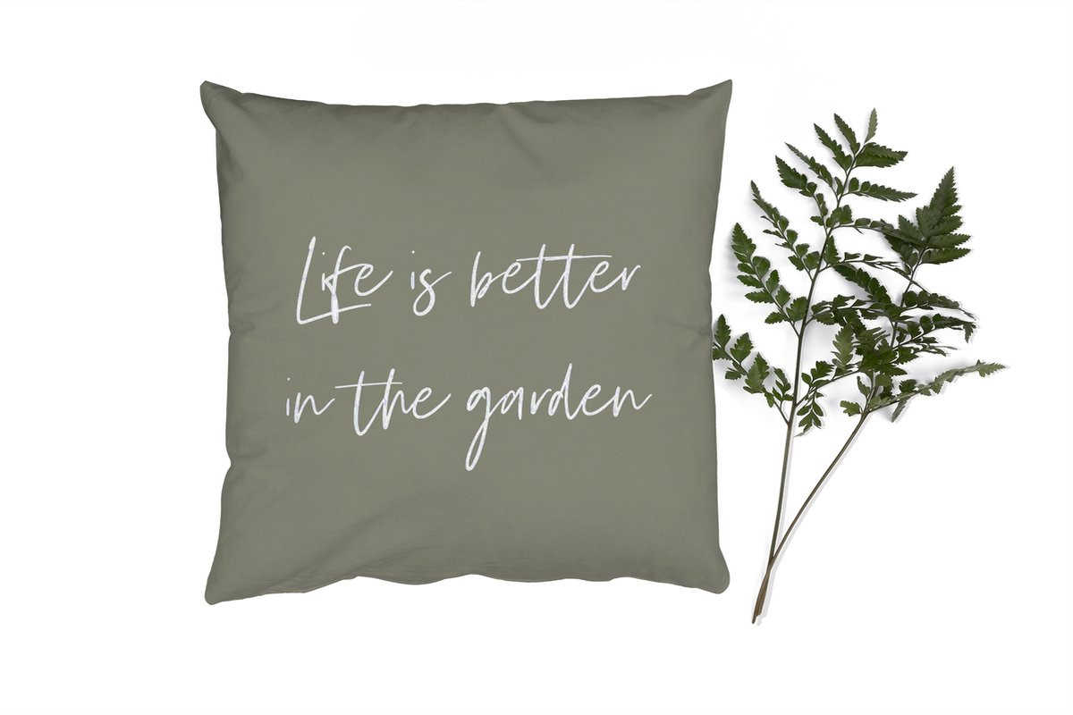 PillowMonkey Sierkussen Life is better in the garden - 45 x 45 cm