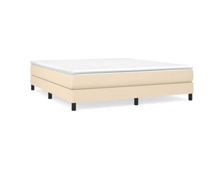 PUGYNBK Boxspringbett mit cremefarbener Matratze, 180 x 200 cm Gefederte Federn, mittlere Festigkeit, Holzlatten, atmungsaktiv