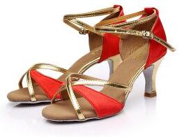 LightInthebox Women's Black Gold Latin Dance Shoes - Low Heel, Strappy Design, Ballroom, Salsa, Tango, Practice Performance Footwear