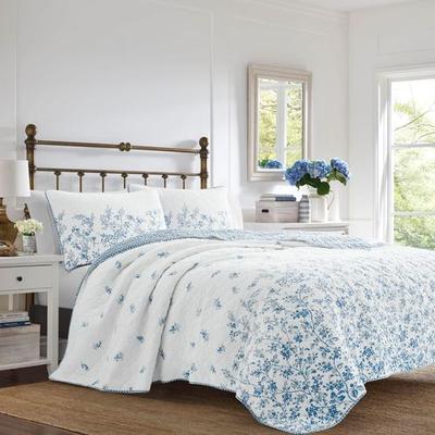 Revman International Flora Mini Quilt Set Blue, King, Blue