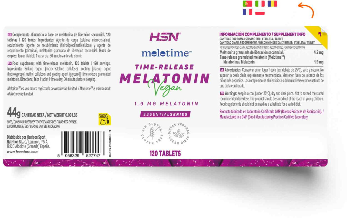 HSN Melatonina de liberación secuencial (Melotime™) (1,9mg melatonina) - 120 tabs - Sueño - Tabletas - 120  Servicios