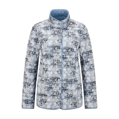 Steppjacke GOLDNER "Wendejacke mit Rautenstepp", Damen, Gr. 44, rauchblau, gemustert, Jacken Steppjacke, Wendejacke