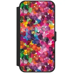 Nivocase Klapphülle für Apple iPhone 13 Pro Max Handyhülle aus Kunst Leder NIVOflip schwarz Punkte (Apple iPhone 13 Pro Max), Smartphone Hülle, Schwarz